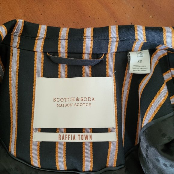 Scotch and Soda tailored blazer, size XS navy, silver and gold stripes. NWOT - Picture 5 of 10